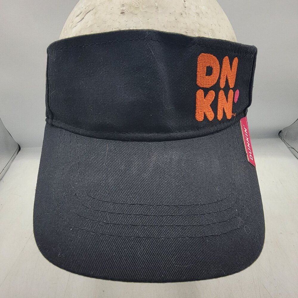 Dunkin Donuts Adults Black Orange Visor Hat Cap Casual Work Wear Lightweight